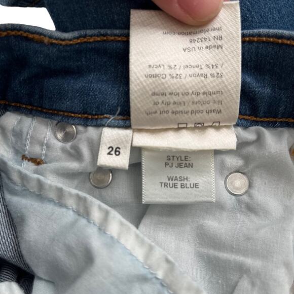 Reformation Flare Leg High Rise Cropped PJ Jeans in True Blue Wash Women Size 26 - Picture 14 of 16